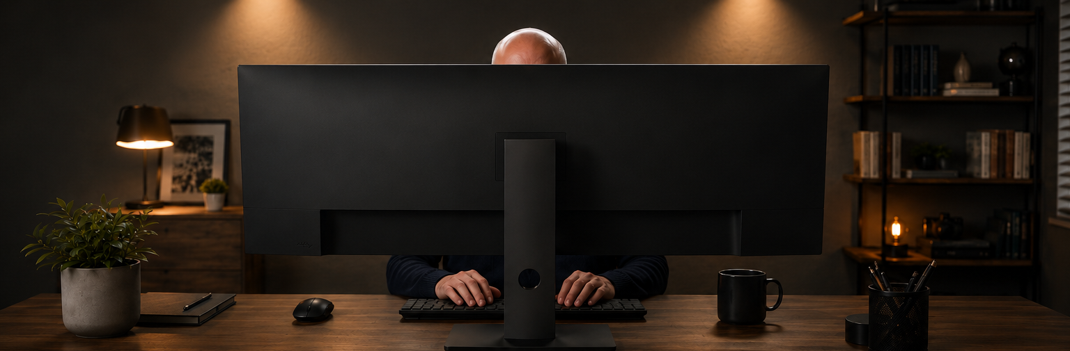 Erick sitting behind his monitor